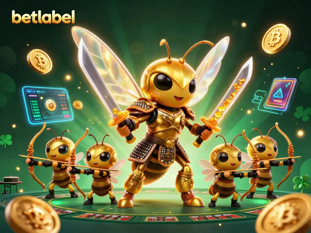 Betlabel showcases vibrant actions in a casino scene with dynamic characters and holographic elements.